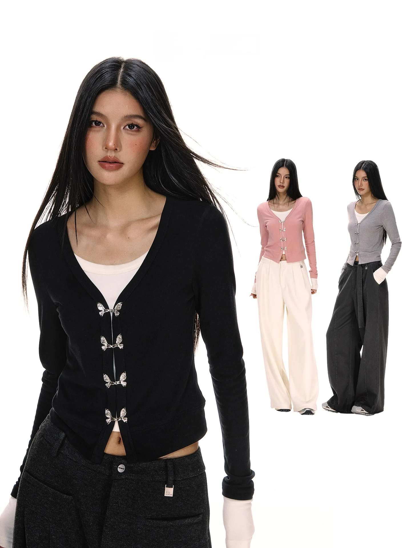 

Женский трикотажный топ ACME AURA с V-образным вырезом, коротким рукавом, повседневный, осенний, приталенный, с эффектом двухслойности