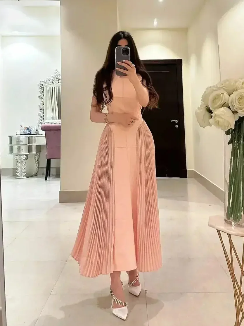 Scoggins Robes Bal De Promo wedding dress Pink A-Line Ankle Length Customize Formal Occasion Prom Dress Evening Party Gowns