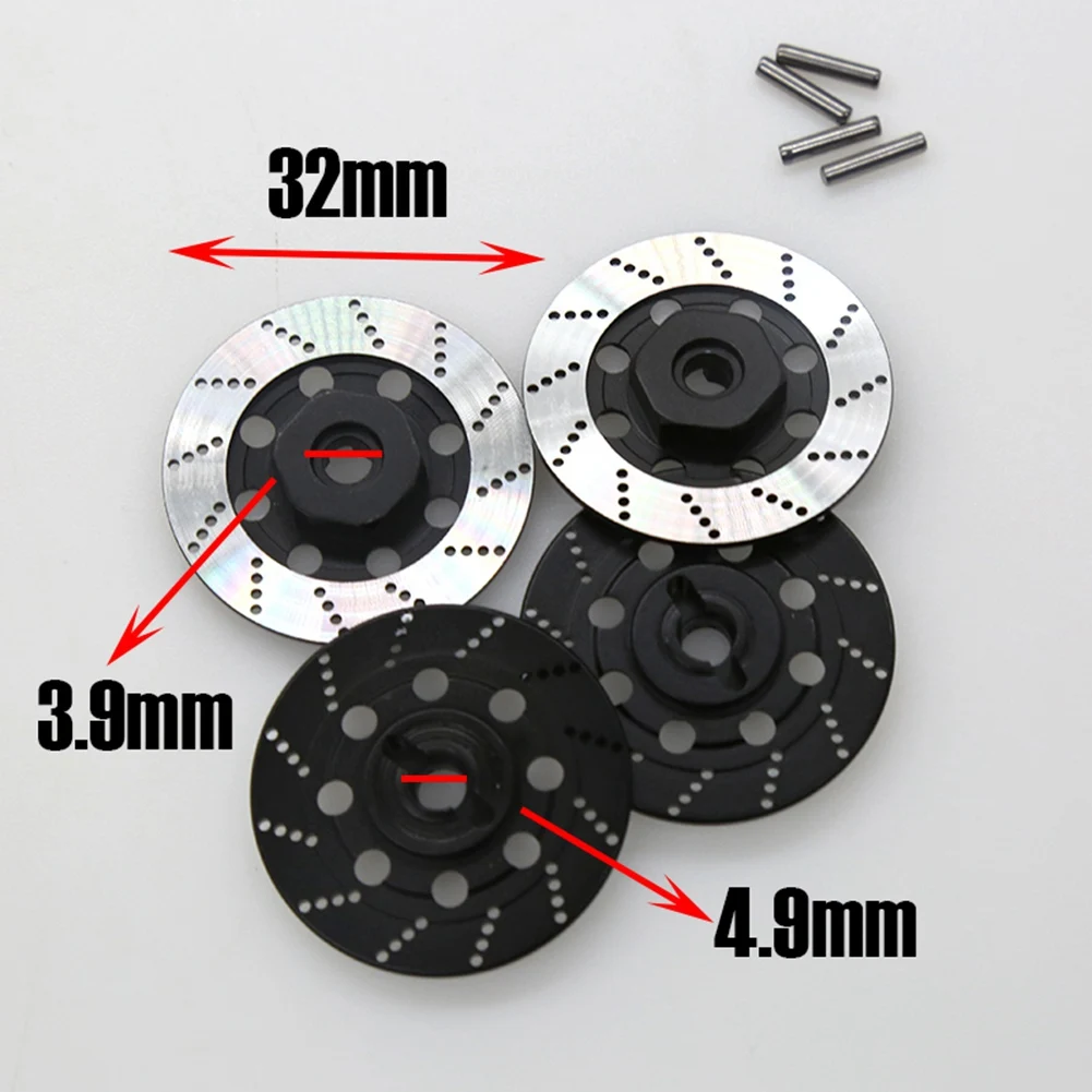 4PCS Metal Brake Disc Wheel Rim Box Metal Hex Adapter 12mm for 1/10 Sakura D4 On-Road Racing RC Car Parts,Black