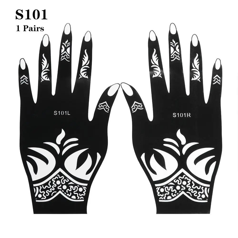 2 Pcs New Makeup Beauty Temporary Hand Decal Henna Template Sticker DIY Body Art   Stencils