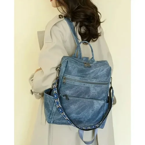 Imagen 2 del producto 2025 nuevas mujeres de cuero de PU impermeable antirrobo moda de gran capacidad viajes de negocios mochila para ordenador portátil universitaria bolso de hombro