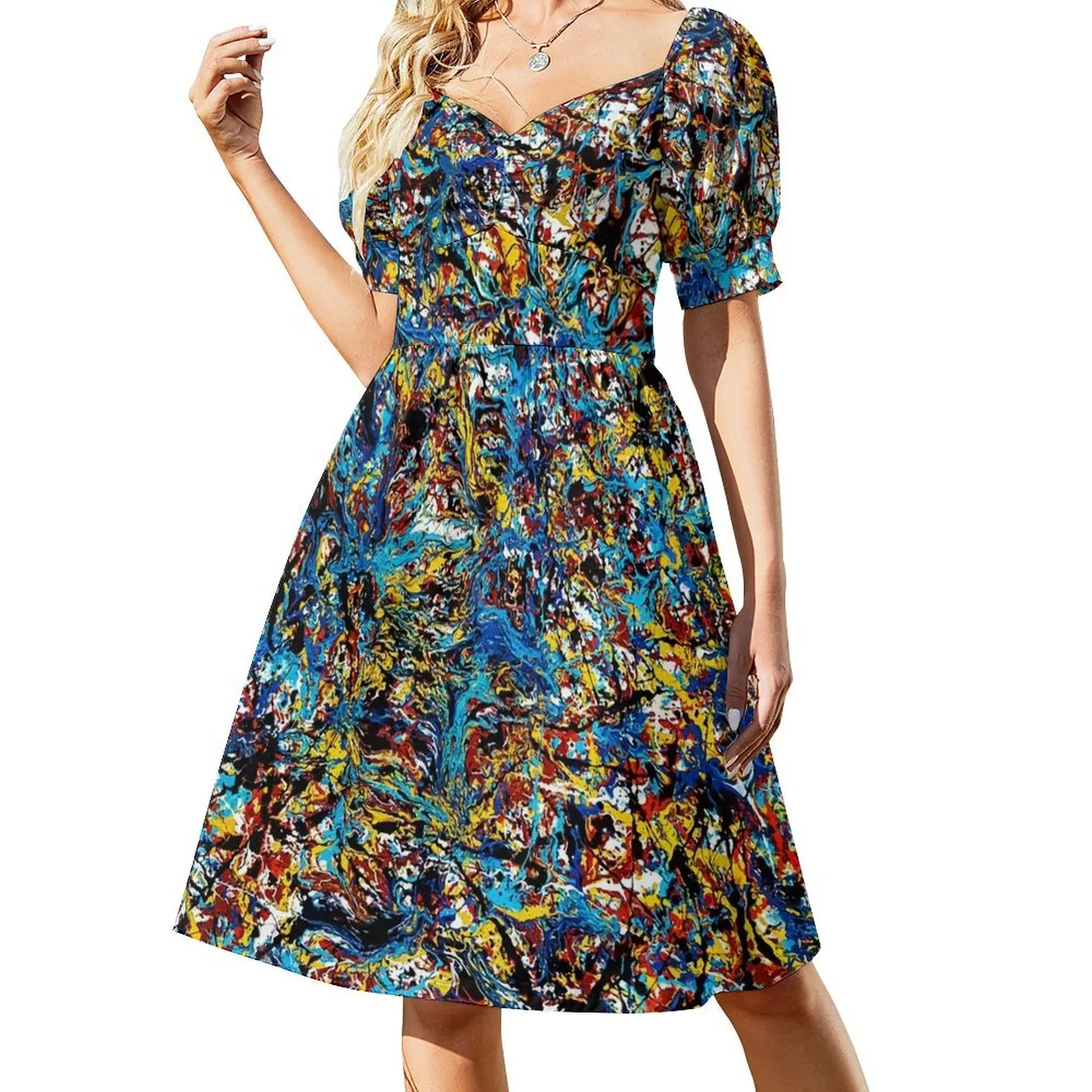 

jackson pollock painting Short Sleeved Dress elegant evening dresses for women 2025 elegant women's sets Dress