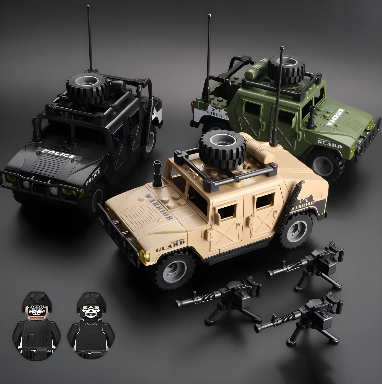 Military Army Armored Vehicle Police SWAT Special Forces Car Model Military Weapons Guns Gangster Soldier Building Block Toy