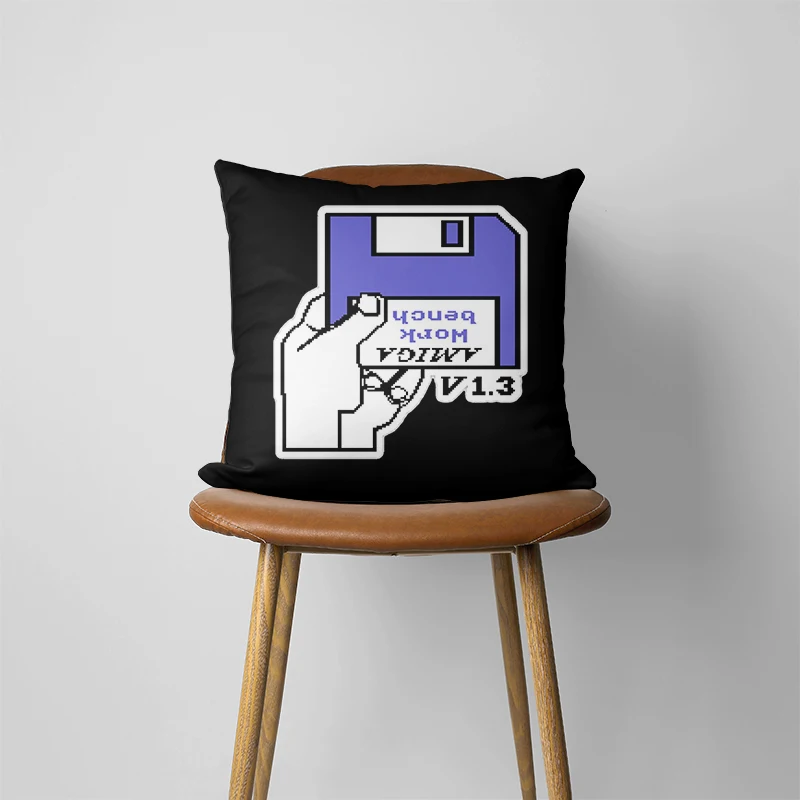 Retro Video Games Commodore Amiga Workbench Insert Disk Pillow Case Home Decorative Gift Sofa Car Cushions Square Pillowcase595