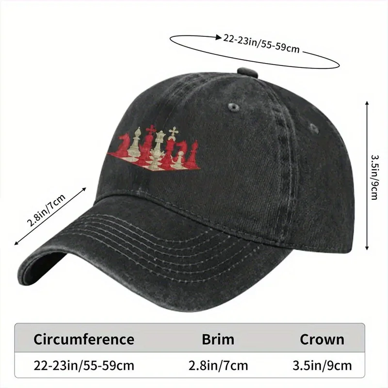 Chess Pieces Graphic Baseball Cap Adjustable Polyester Visor Protection Casual Snapback Hat for Adult