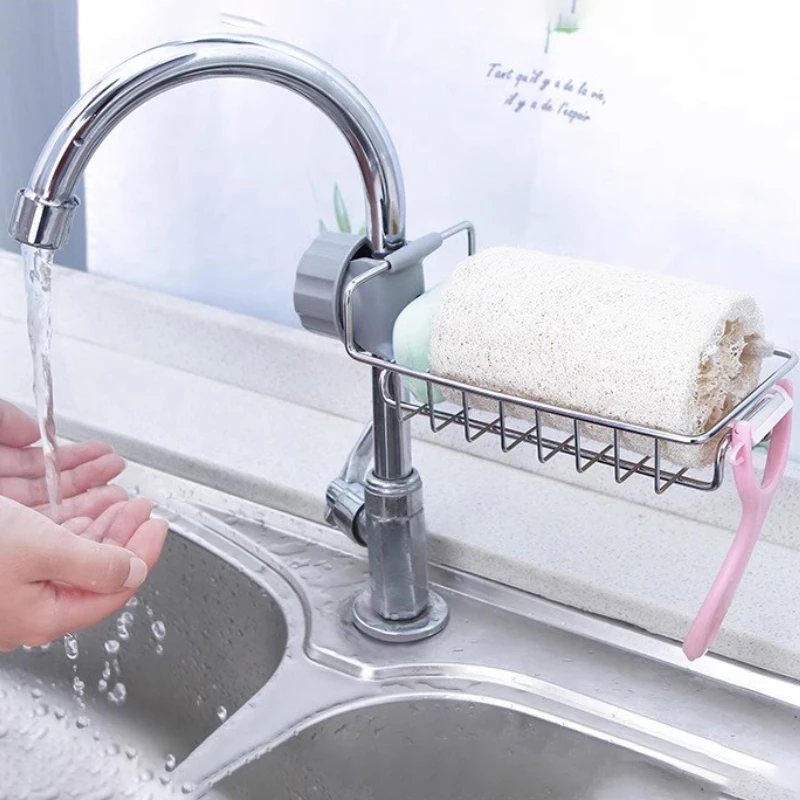 Küche Waschbecken Halter Zubehör Organizer Organizer Wasserhahn Edelstahl Abfluss Rack Handtuch Belüftung Geschirr Trocknen Rack