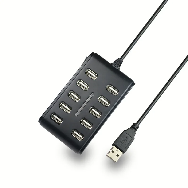 

USB 2.0 HUB 10 Ports Interface HubsCable Splitter with Switch Power for USB Disk Extender Mouse Keybard Converter Dock Combo