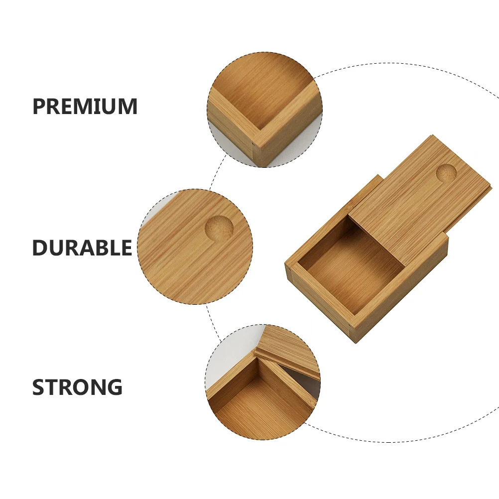 

Bamboo Storage Boxes Desktop ganizer Container Jewelry Case Eco Friendly Durable Creative Pull Out Cover Home Office Decor