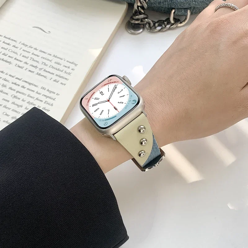 Leather strap for apple watch band 44mm 45mm 42mm 38mm 40mm 41mm Ultra 49mm Designer Luxury band iwatch 9 8 7 6 5 4 se watchband