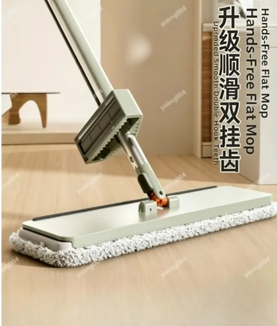 Hands-Free Flat Mop Wet & Dry Use Household Lazy Floor Cleaning Mop with Replacement Microfiber Mop Pads