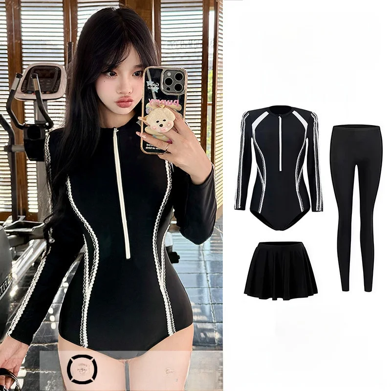 

2026 New Women's One-Piece Swimsuit Long Sve Diving Suit Qui Dry Profional Sun Protection UPF50 Snorkeling Suit