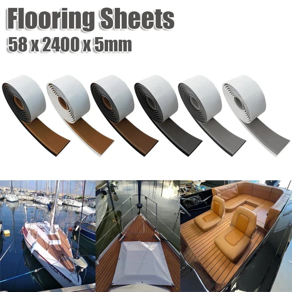 

58x2400x5mm Single Strip Decking Imitated Teak Yacht Boat Deck Mat Flooring Anti-skid Mat Pad EVA Foam Marine Equipment