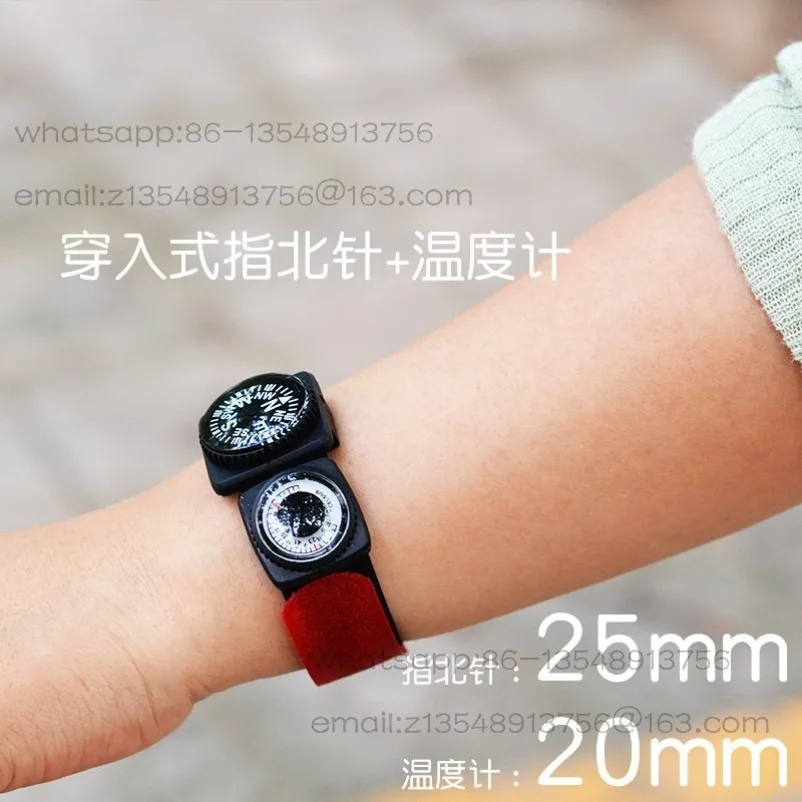 Outdoor Strap Compass + Thermometer 25MM Large Dial High Precision Watch Compass Waterproof Mountaineering
