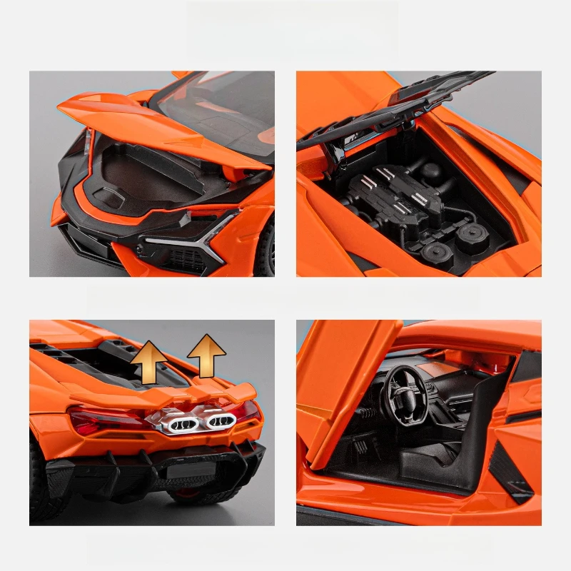 1:32 Revuelto Supercar coche en miniatura de aleación sonido y luz tirar hacia atrás juguete para niños coleccionables regalo de cumpleaños