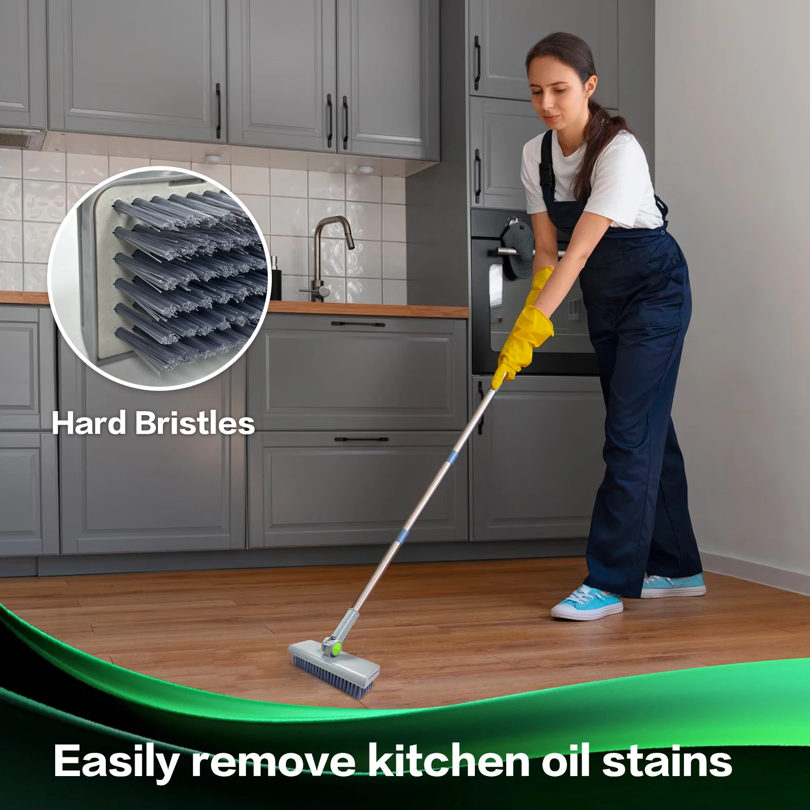 Set Sapu dan Sapu Lipat 3 In 1, Sapu Tanpa Sikat, Set Pembersih Multi-permukaan, Cocok untuk Ruang Tamu, Kamar Tidur dan Kamar Mandi