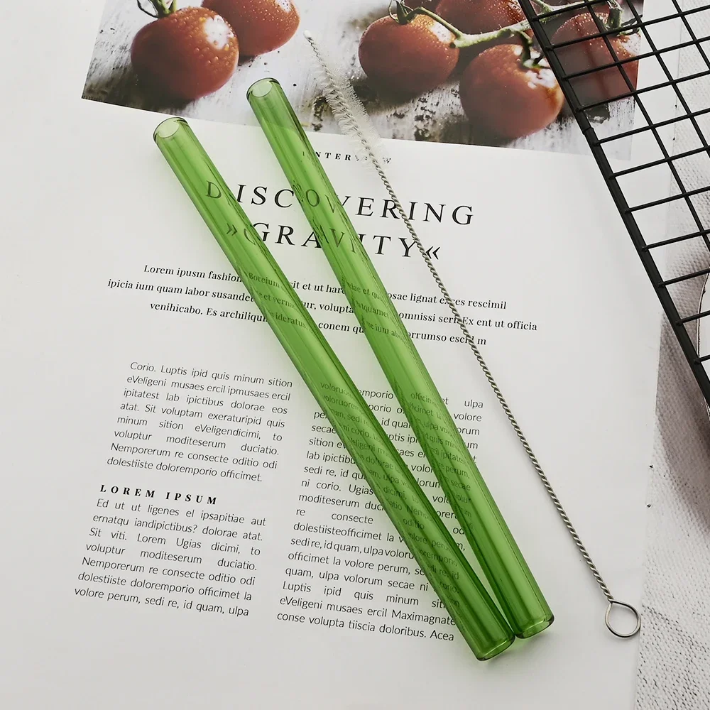 High Borosilicate Glass Straws Straight Reusable Drinking Straw Boba Bubble Tea Milk Smoothies Fruit Cocktails Bar Accessories