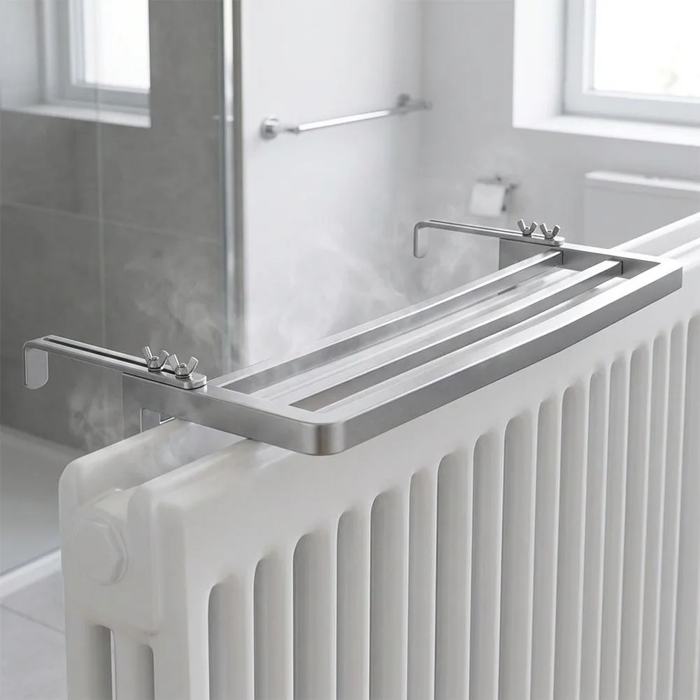 Radiator Mounted Clothes Drying Rack Suitable for Towels Socks Shoes and Multiple Items in Compact Living Areas