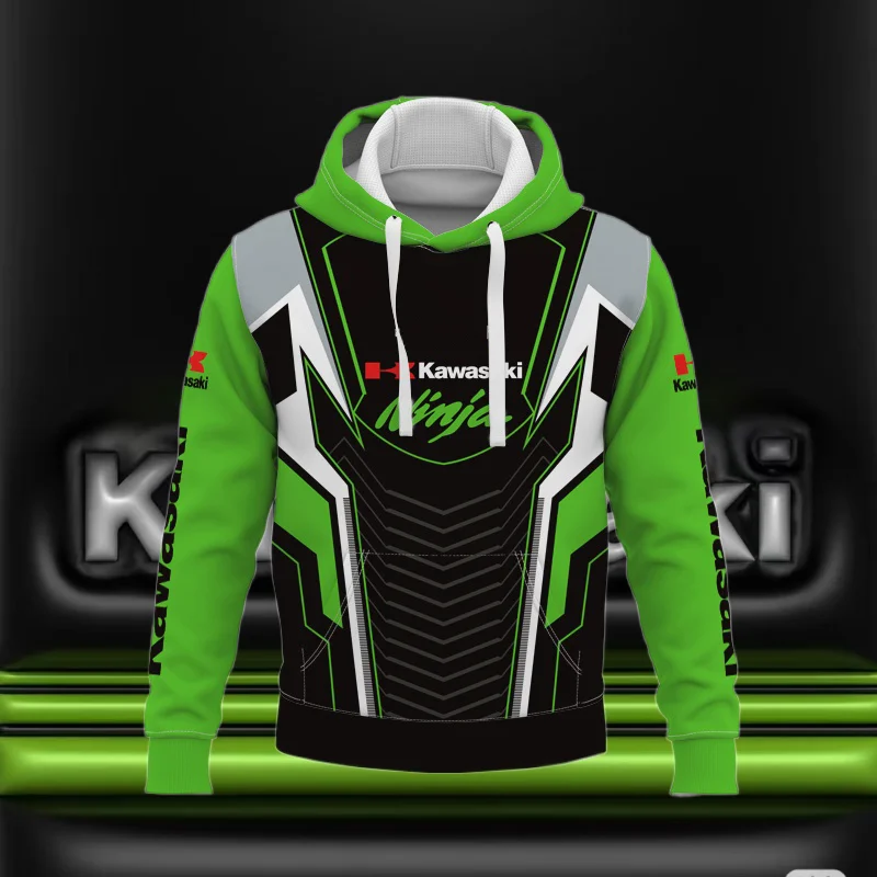 

2025/26 Горячая уличная толстовка Kawasaki Ninja для мотоцикла бездорожья с капюшоном для экстремальных видов спорта и приключений, топ для взрослых и детей