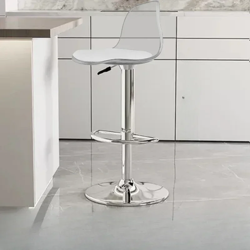 Silla De Bar De diseño giratorio, silla De cocina moderna De acrílico transparente, muebles De Bar De Metal De isla nórdica HD50BY