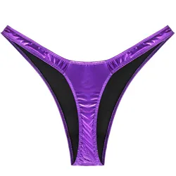 Mens Sexy Lingerie Ball Hole Thong Underwear Closed Cock Sheath Brief Elephant Nose G-string Men Patent Leather Underpant