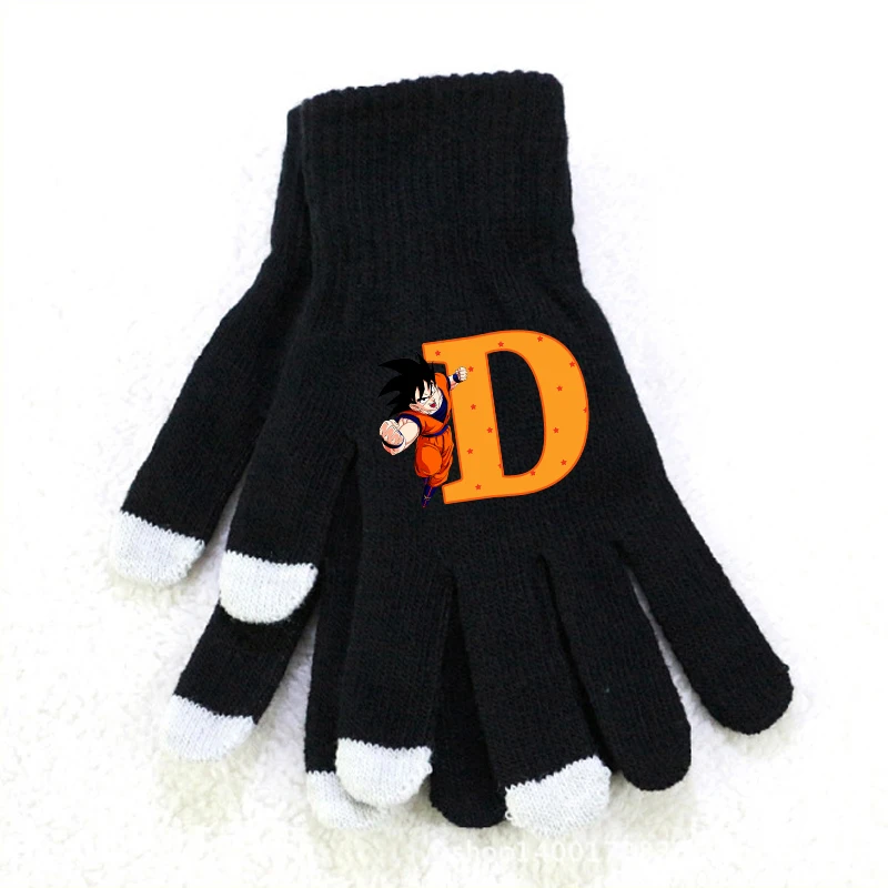 Dragon Ball Letter A-Z Gloves Boys Winter Warm Touchable Screen Glove Kids Anime Action Figures Clothing Accessories Child Gift