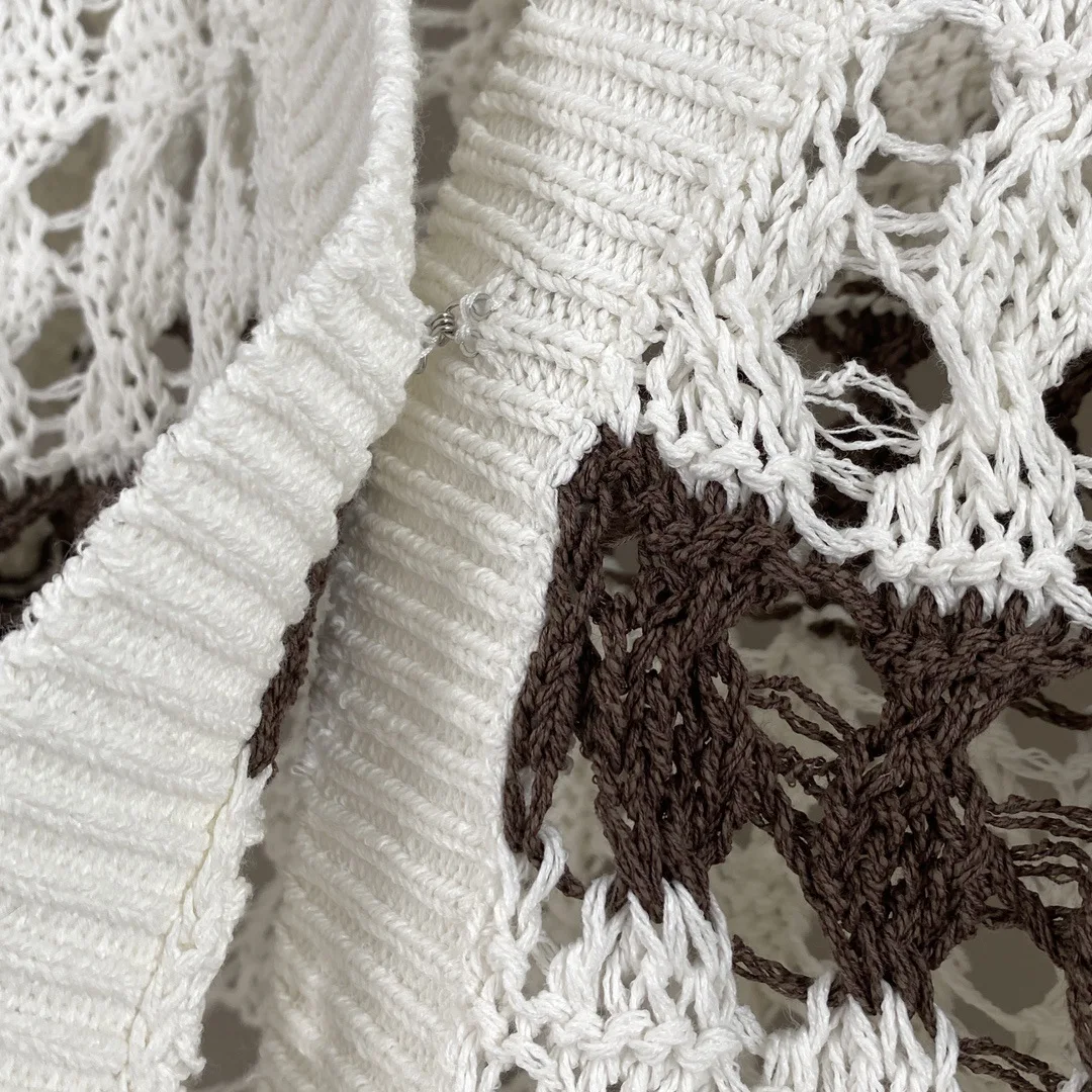 Novedad de primavera y verano para mujer, suéter de punto calado, cárdigan Vintage de manga larga, Top que combina con todo