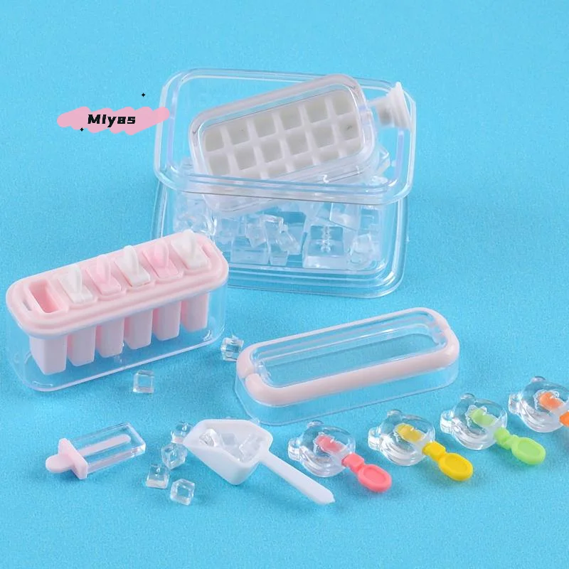 

1 Set Doll Accessories 1/6 Dollhouse Miniature Food Play Decoration Mini Handle Popsicle Box Ice Bo-x Model Toys