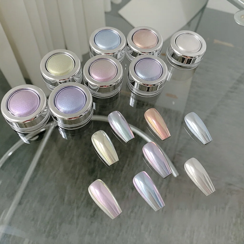 

9 Colors Moonlight Mirror Aurora Nail Powder Silver Glitter Powder Shimmer Mirror Ch-rome Nail Art DIY Set for Salon Manicure