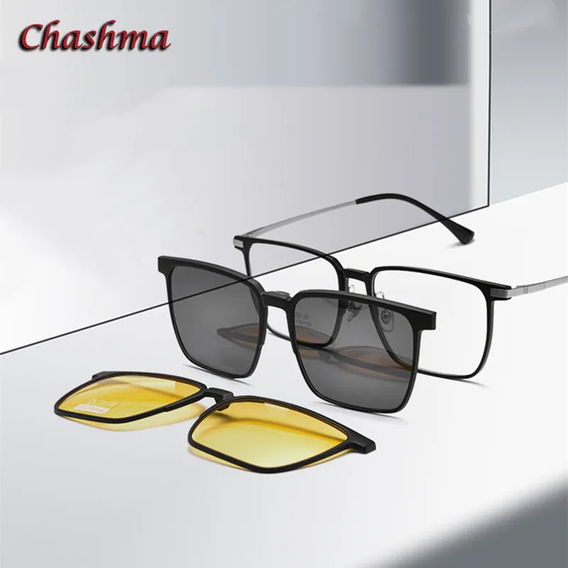 Chashma Men Clips on Eyewear Magnet Glass Ultem Titanium Driving Sunglasses Optical Frame Women Prescription Lenses Eyewear