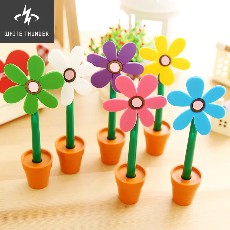 

1pcs Stationery Cute Kawaii Potted Plants Sunflower Ballpoint Pen Office School Supply Novel Creative Gift Funny