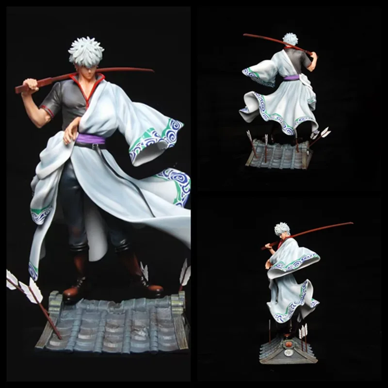 

Anime Sakata Gintoki PVC Action Figure Battle Statue With Scene Base Collectible Model Kids Toys Doll Desktop Ornament Gifts