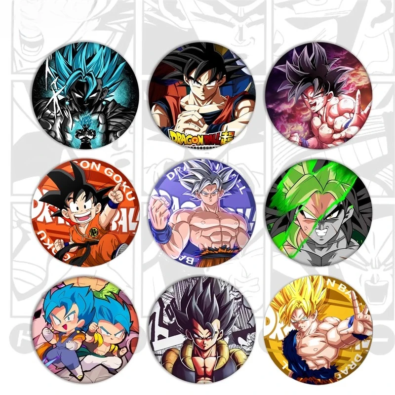 

7Pcs Set Anime Dragon Ball Figures Brooch Pins on Backpack Pendant Fans Collection Gifts 58 mm