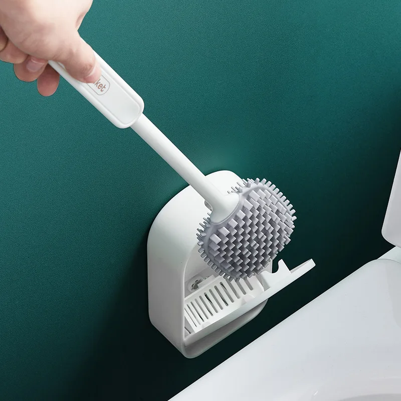 Light Luxury Toilet Brush Household Hollow Out Wall Mounted Without Dead Corner Silicone Cleaning Tool Bathroom Accessories