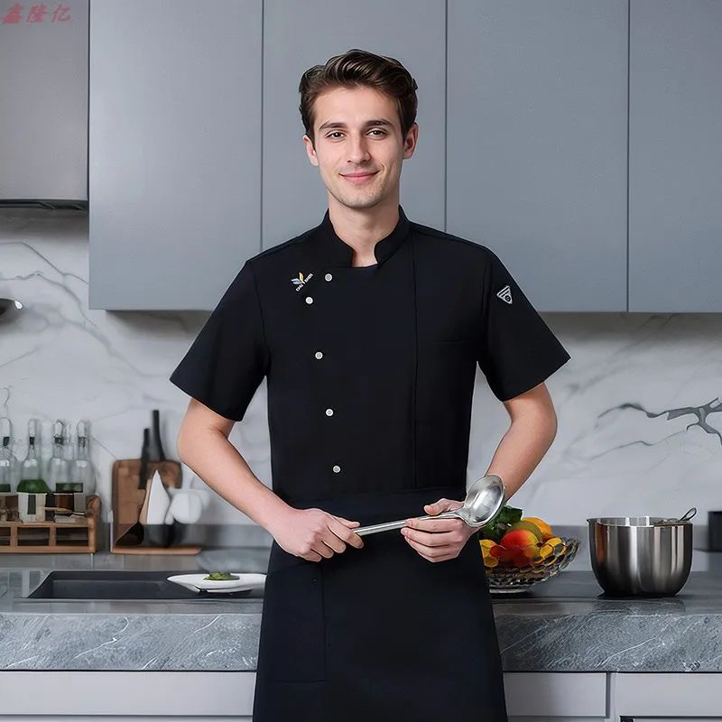 

Summer Thin Breathable Mesh Chef Jacket Hotel Restaurant Kitchen Workwear Pastry Chef Steakhouse Short Sleeve Uniform