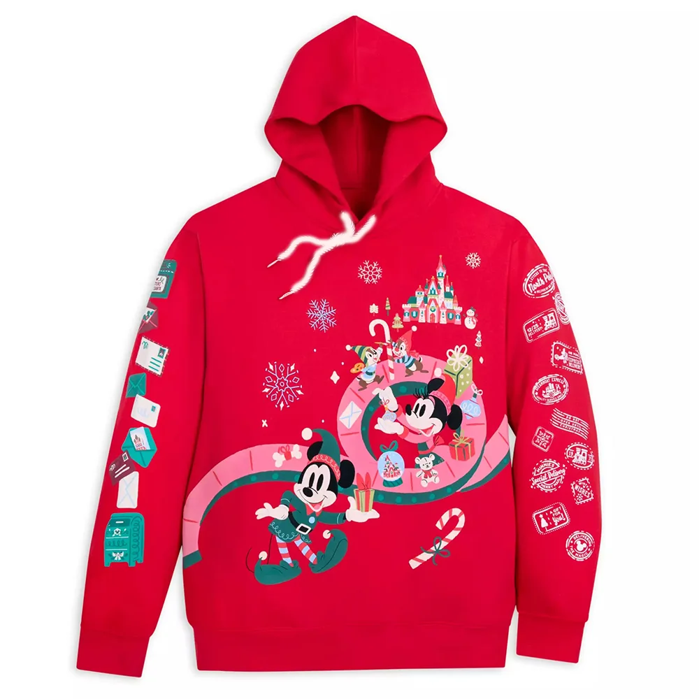 Girls Women Mickey Mouse Friends Holiday Pullover Hoodie Adults Top Casual Clothes Teenager New Year Red Sweatshirts Hot 24/25