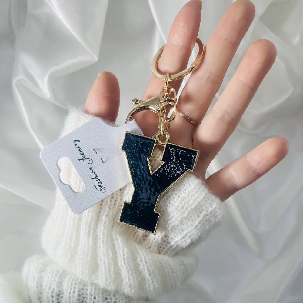 

Fashionable Creative Keychain Personalized English Letter Keyring Bag Thread Lanyard Key Ring Chain Couples Metal DIY Gift