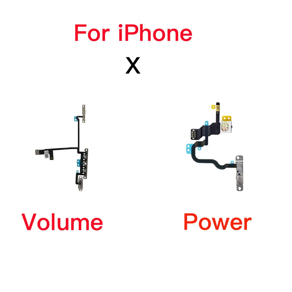 Power Volume Button Silent Flex Cable for iPhone 11 Pro X XR XS Max With Mic Flash LED Light Repair Replacement