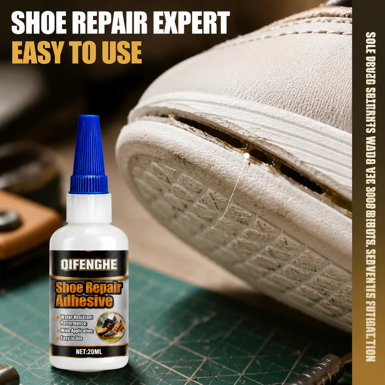 Waterproof Shoe Repair Glue, Easy-to-Use Strong Bond Adhesive for Cracked & Split Shoe Soles