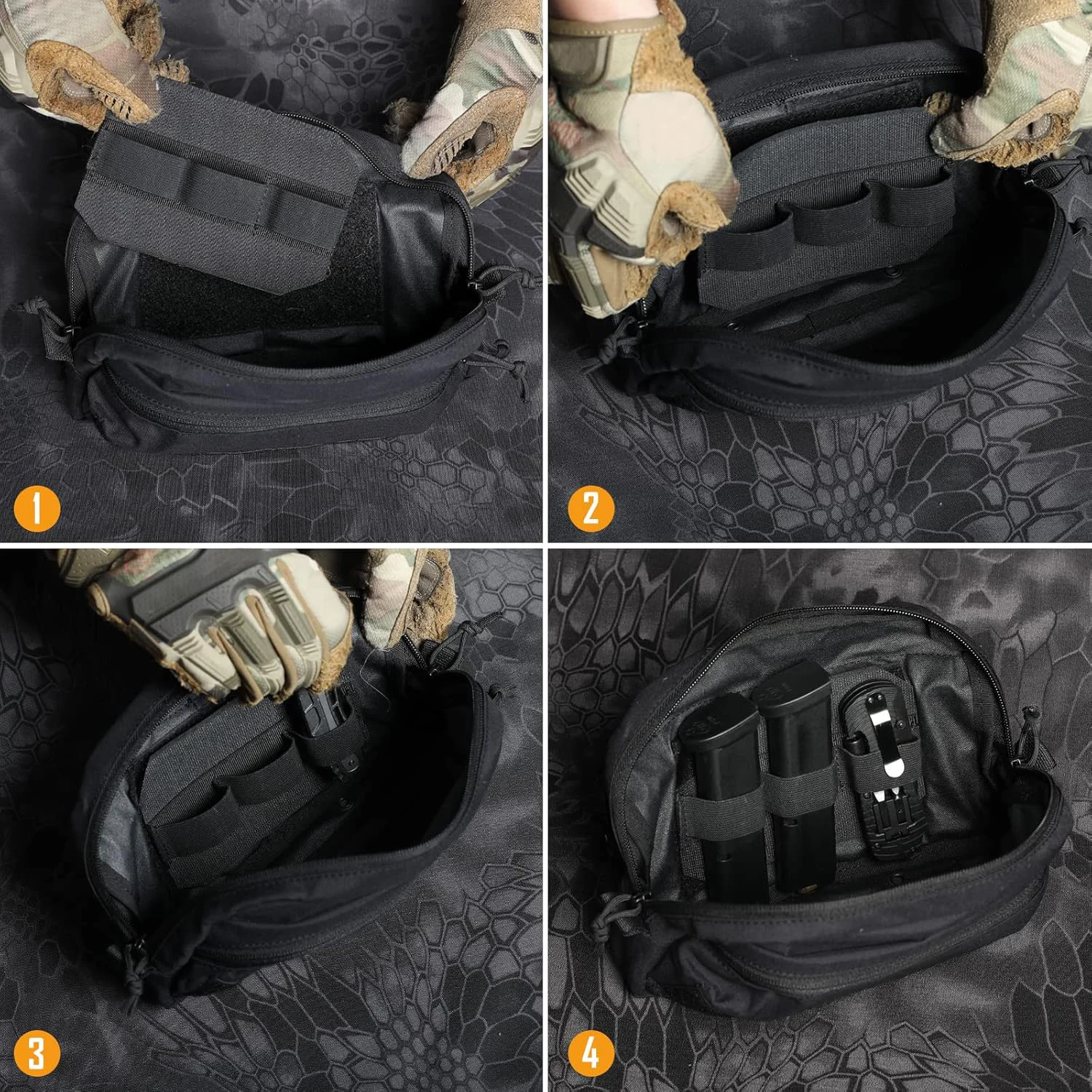 Tactical Bag Insert Panel Elastic Holder Elastic Loop Panel Hook and Loop Organizers Pouch Insert Attachment with Hook Fastener