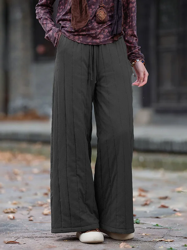 Pantaloni invernali in cotone Thiened Pantaloni a gamba larga a vita alta da donna Capispalla Pantaloni lunghi larghi Cuciture calde