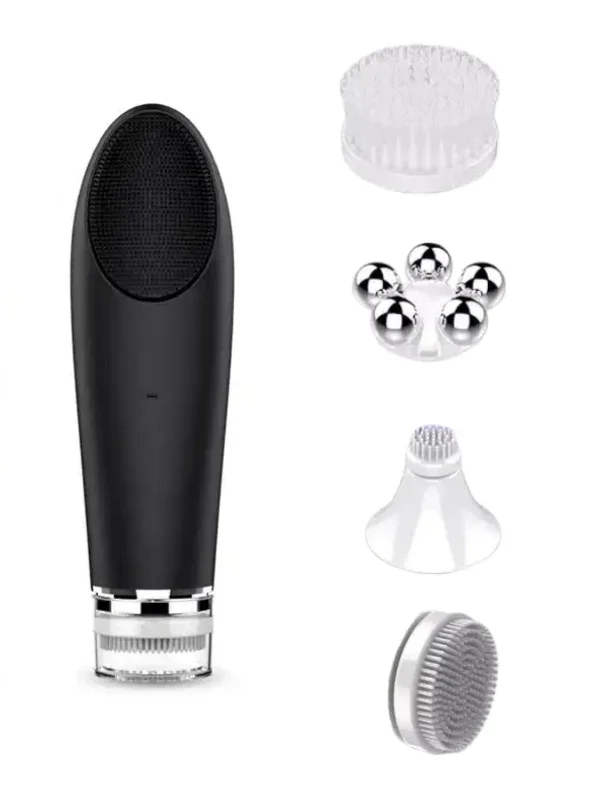 New Rechargeable Sonic Facial Cleansing Brush with Hot/Cool Compress Silicone Face Cleanser for Deep Cleaning