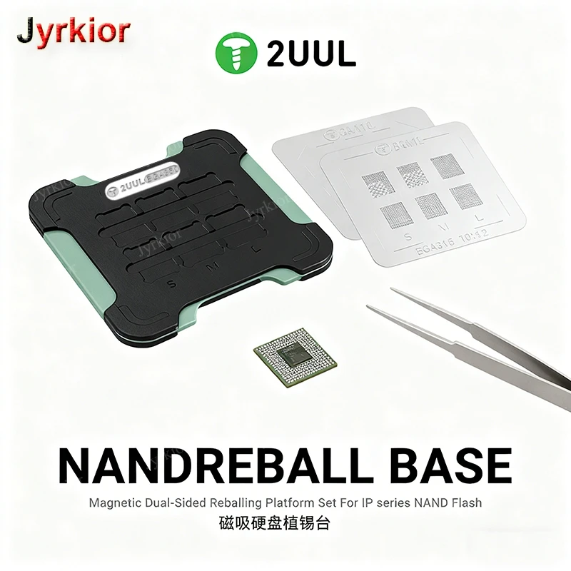

2UUL BH16 BGA Reballing Kit for iPhone 8-16PM Logic Board NAND Repair Magnetic Reballing Platform With BGA110/BGA315 Stencils