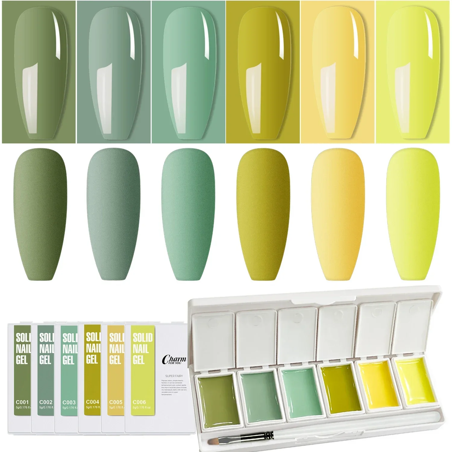 Palette de Verhéritage à Ongles Gel UV/LED Solide, Laque de Salon, Décoration de Verhéritage, Gelée, 6 Couleurs, 1 Pièce