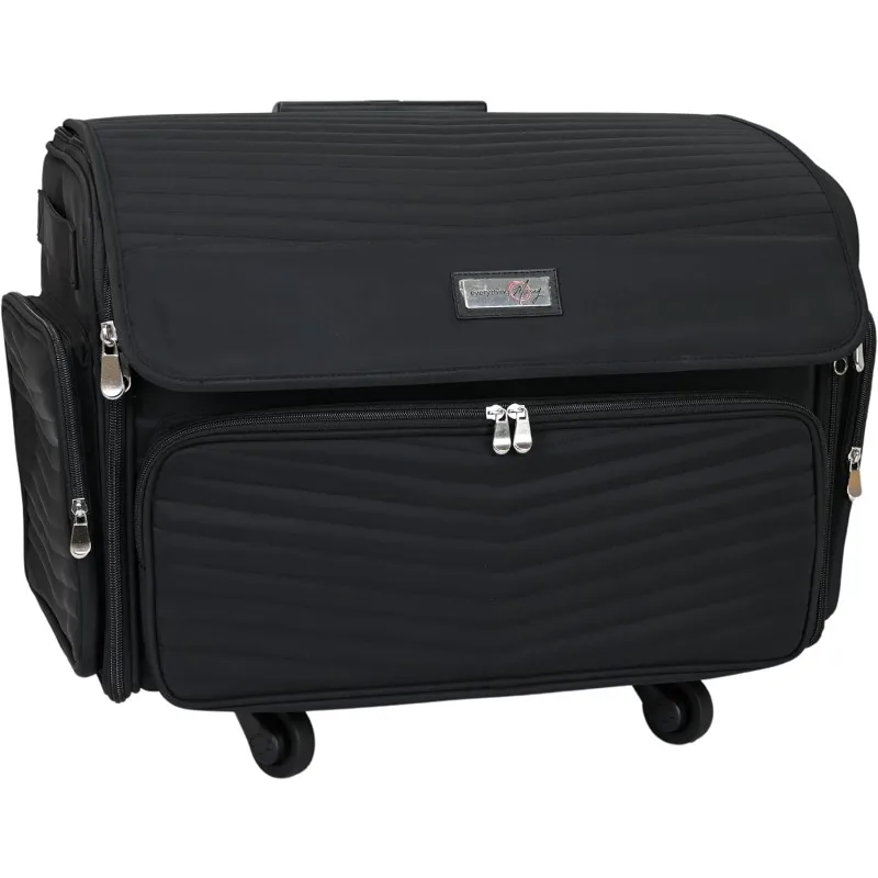 

Складной футляр для хранения швейной машины Mary 4-колесного цвета Deluxe, черная сумка для переноски на колесиках для брата, Singe