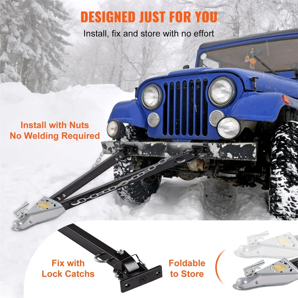 Universal Alloy Steel Bumper-Mounted 5000 Lbs Towing Capacity With Chains Tow Bar