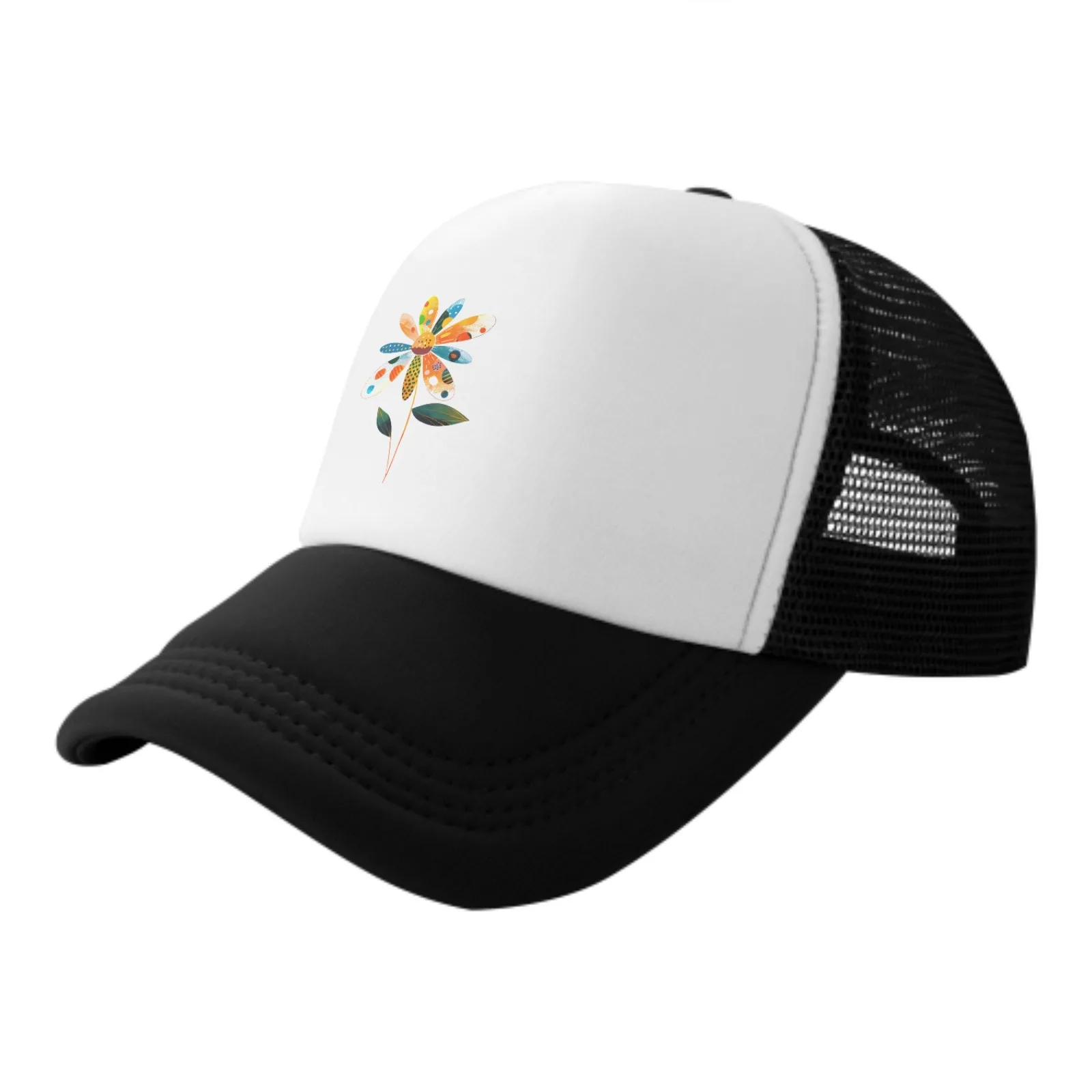 

Colorful Flower Baseball Cap Adult Mesh Hat Adjustable Men Women Fashion Cool Sunhat Summer Daily Outdoor Travelling Streetwear