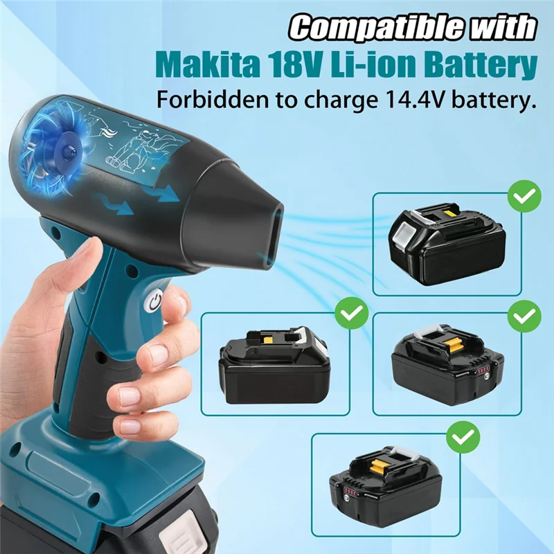 AT14 Mini Jet Blower Portable Violent Turbo Fan For  18V Battery Cordless High Speed Handheld Fan For Keyboard Cleaning