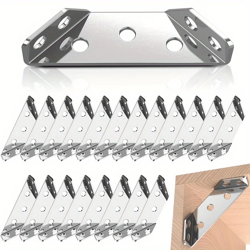 30 L-shaped frame brackets, furniture corner connectors, stainless steel corner brackets, suitable for wood, suitable for shelve