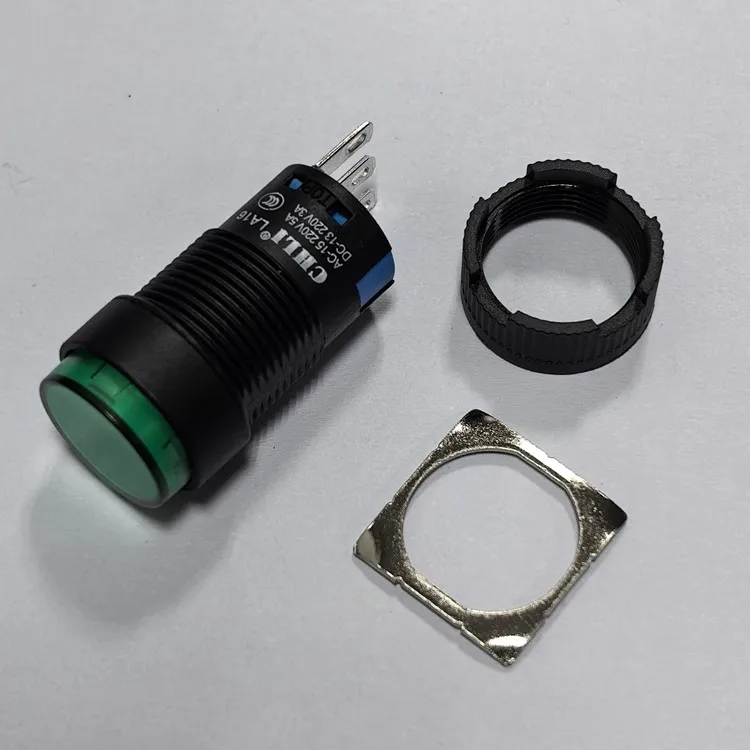 1pcs/lot Self-resetting 16mm LA16Y-11 plastic round flat-head push-button switch 3-pin 1 on 1 off start-stop button