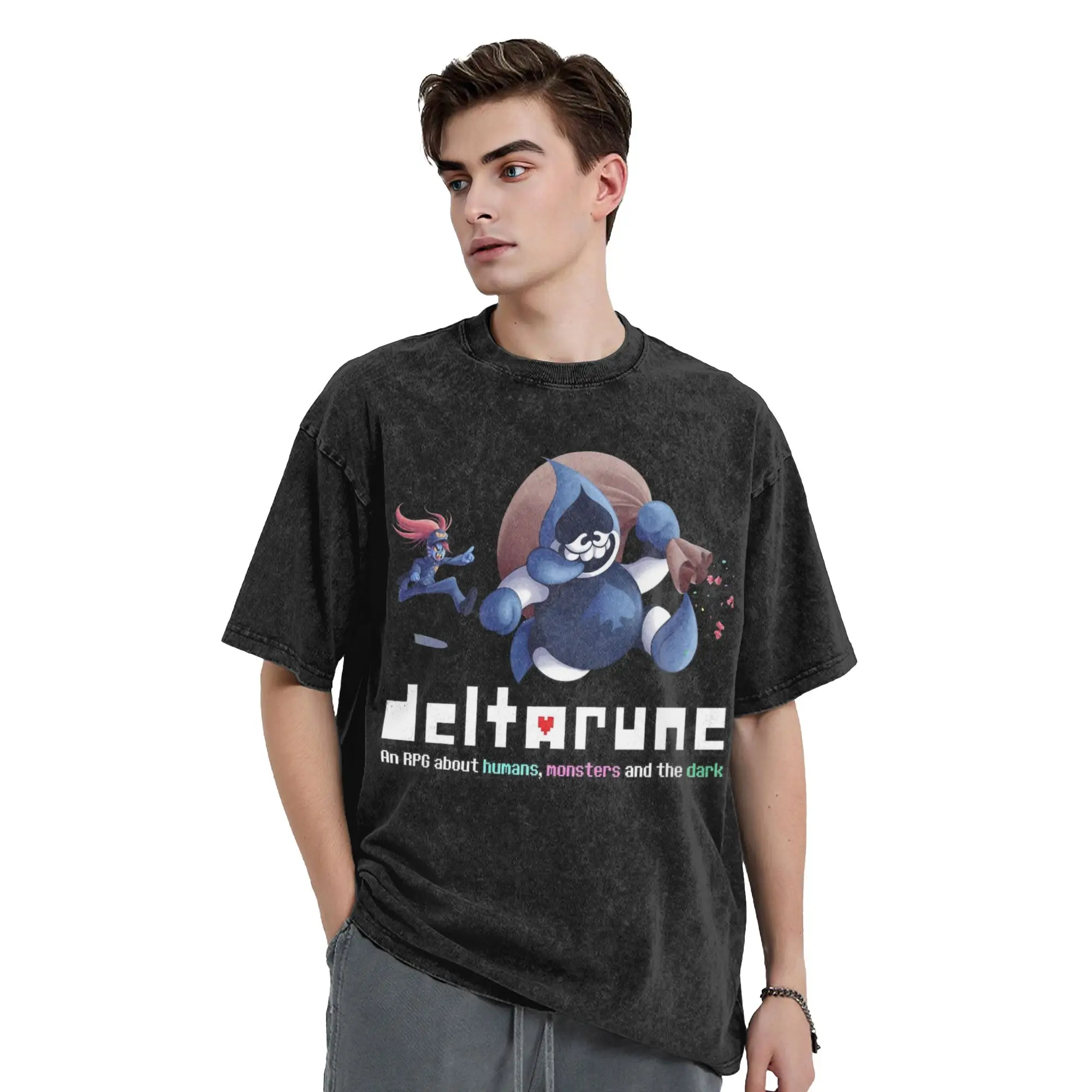 Deltarun Deltarune Lancer Washed T Shirts Streetwear Novelty T-Shirt  Tees for Men Women 100% Cotton Harajuku Summer